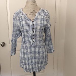 Avenue Blue Plaid Blouse